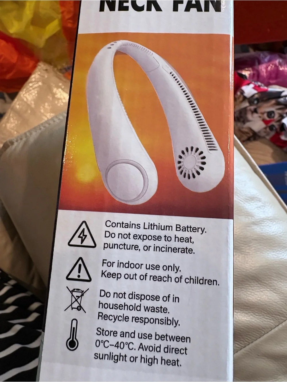 Personal Neck Fan - White and Turquoise Hands-Free Cooling